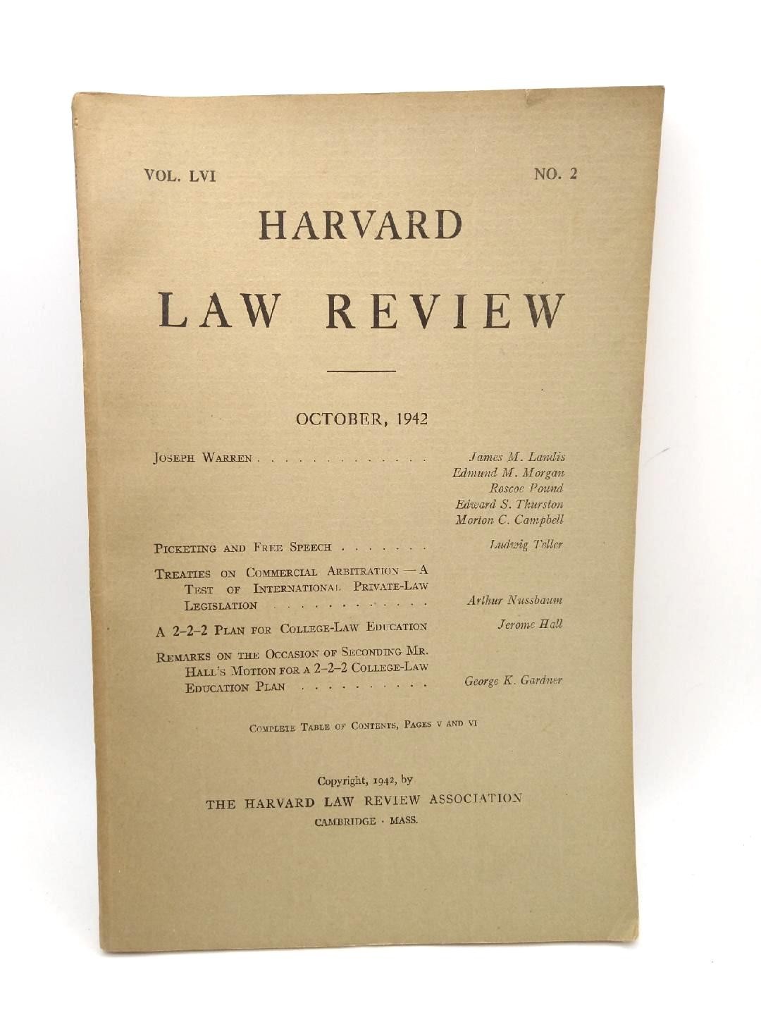 Vintage Harvard Law Review Volume LVI October 1942 No 2 Paperback RARE WWII Era