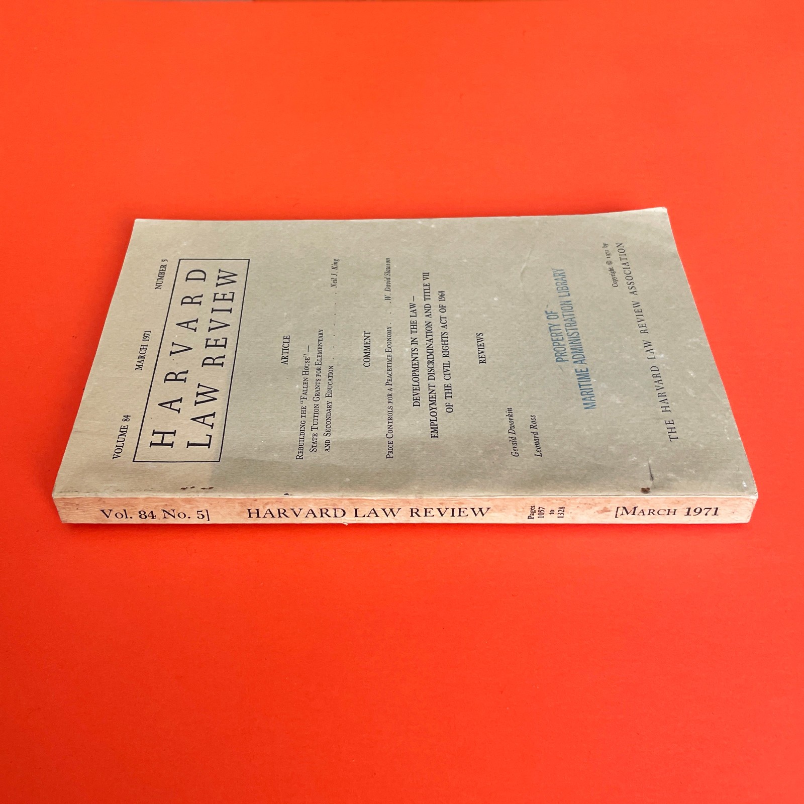 Harvard Law Review • March 1971 • Volume 84 • Number 5 • Paperback